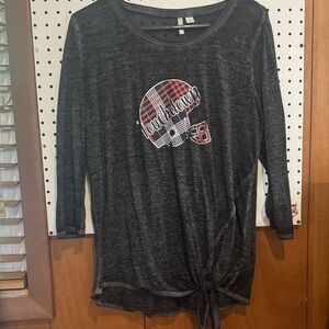 Black Long Sleeve Top with Football Graphic